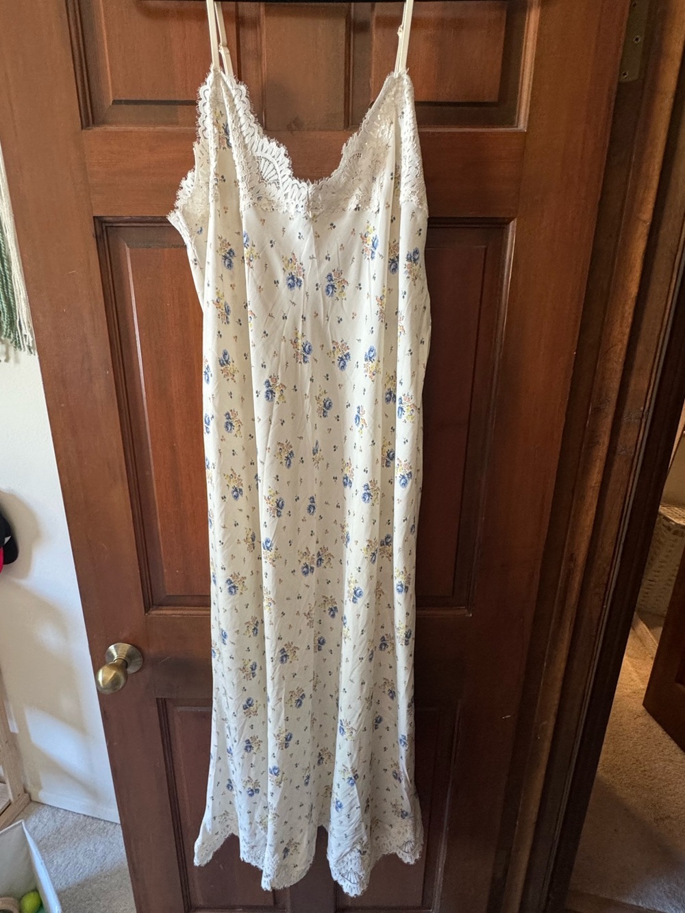 Aerie Floral Lace Trim Slip Dress